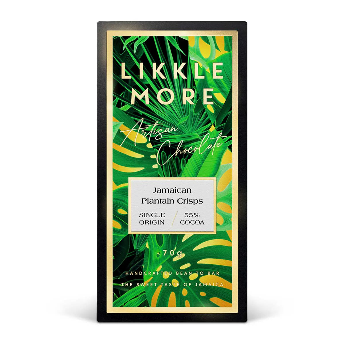 Likkle More Chocolate 55% Dark Milk Plantain Chips Bar, 2.5oz